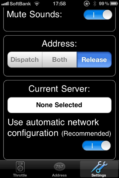 WiThrottle Settingsキャプチャ画像