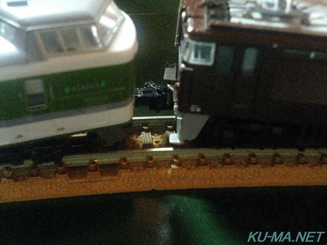 KATOグレードアップあさまとTOMIXEF63を連結したところの鉄道模型写真