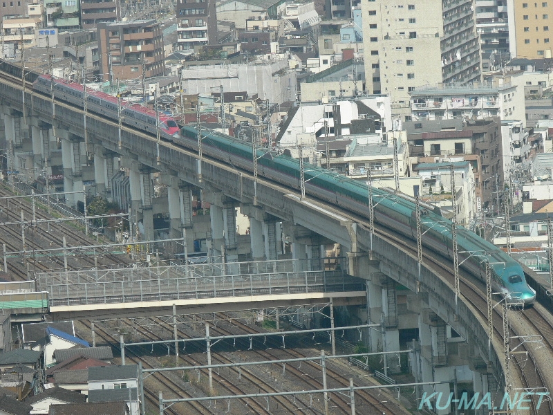 E6系スーパーこまち6号とE5系はやぶさ6号の鉄道写真