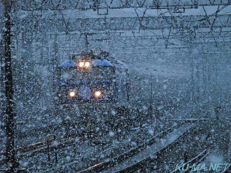 積雪の中都内を走るカシオペア号写真その2